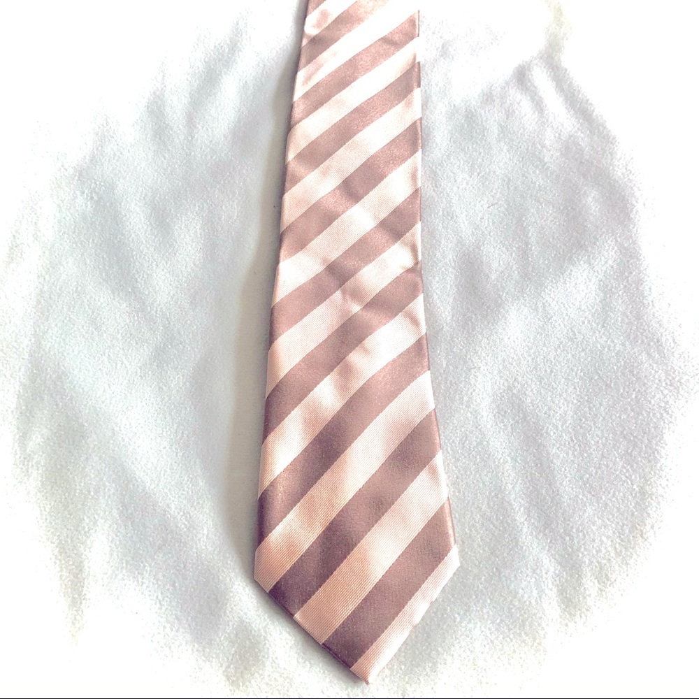 100% Silk Tie Kenneth Cole Cream/Brown Stripe
